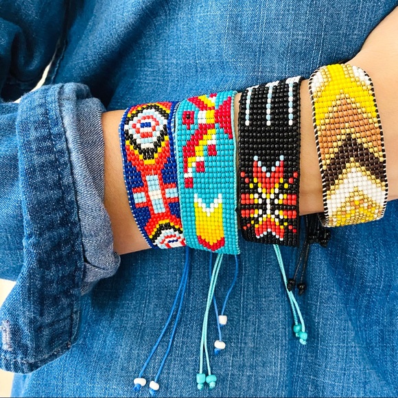 NWT bundle of 4 beaded boho hand-woven bracelets